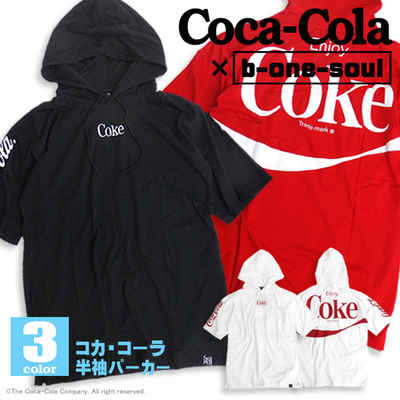コカ・コーラ パーカー Coca-Cola 半袖パーカー ワイドシルエット b-one-soul コラボアイテム PKL-302