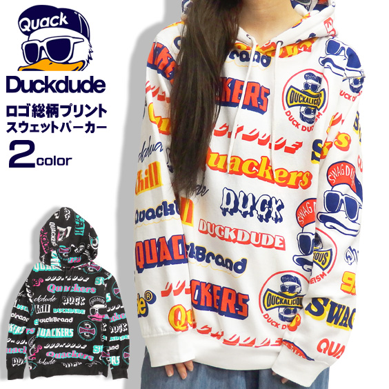 DUCK DUDE パーカー 総柄 スウェットパーカー メンズ ダックデュード アヒル プルオーバー トップス PKL-313