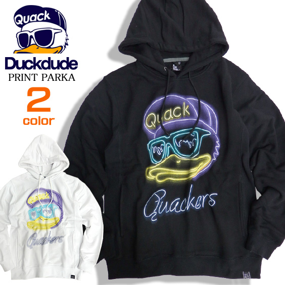 DUCK DUDE パーカー ネオンなアヒル スウェットパーカー ダックデュード アヒル メンズ ビーワンソウル PKL-330