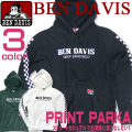 BEN DAVIS パーカー ベンデイビス プルオーバーパーカー メンズ スウェット 裏毛 チェッカーフラッグ BEN-1097