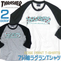 THRASHER Tシャツ ROSE スラシャーロゴ×薔薇 7分袖プリントTシャツ ラグランT メンズ THRASHER-017