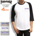 THRASHER Tシャツ ラグラン 7分袖Tシャツ メンズ スラッシャー フレイムロゴ ラウンド裾 THRASHER-039