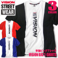 VISION Tシャツ 切り替え 半袖Tシャツ ロゴプリント ビッグサイズ メンズ トップス ヴィジョン VISION-009