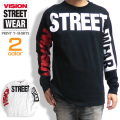 VISION Tシャツ BIGロゴ 長袖Tシャツ メンズ ロンT ロゴプリント トップス 長袖 袖ロゴ VISION-059