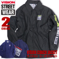 VISION コーチジャケット ロゴプリント ジャケット メンズ ナイロンコーチジャケット ライトアウター VISION-125
