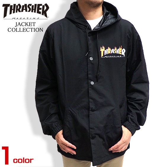THRASHER ジャケット ロゴプリント コーチジャケット フレームロゴ スラッシャー ジャケット THRASHER-035