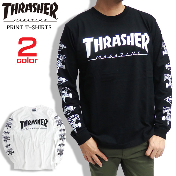 THRASHER Tシャツ ロゴ 長袖Tシャツ スラッシャー ロンT 袖ロゴ トップス メンズ THRASHER-040