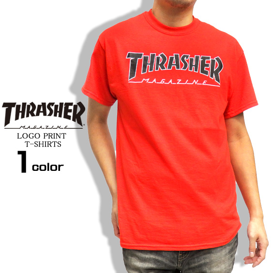 THRASHER Tシャツ ロゴ 半袖Tシャツ メンズ スラッシャー アウトライン マグロゴ プリント THRASHER-044