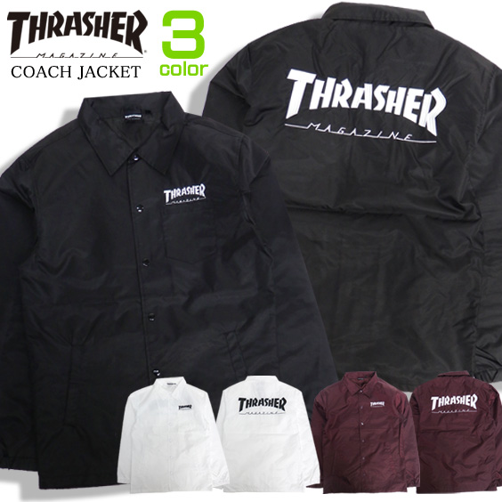 THRASHER ジャケット ロゴ刺繍 コーチジャケット メンズ スラッシャー ナイロンブルゾン THRASHER-085