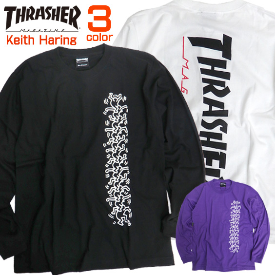 THRASHER Tシャツ キースヘリング コラボTシャツ Keith Hering ロゴ プリント THRASHER-088