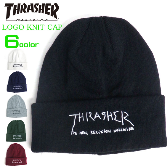 THRASHER ニット帽 スラッシャ 帽子 ロゴ刺繍入り メンズ スケーターブランド THRASHER-1005