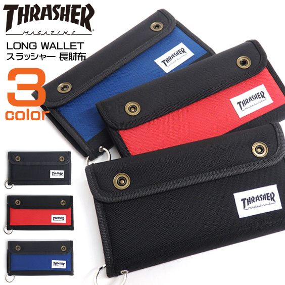 THRASHER 長財布 スラッシャー 財布 小物アイテム ロングウォレット サイフ キーリング付き THRASHER-1025
