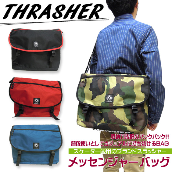 スラッシャー ショルダーバッグ THRASHER メッセンジャーバッグ スケーターブランド THRASHER-401