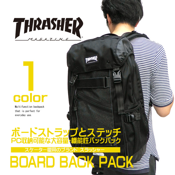 THRASHER バッグ スラッシャー ボードバックパック PC収納対応 フラップリュック THRASHER-THREX502