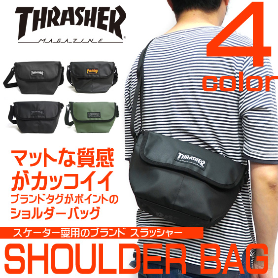 THRASHER MAGAZINE バッグ スラッシャー ショルダーバッグ マットな質感 THRASHER-THRPN-3901
