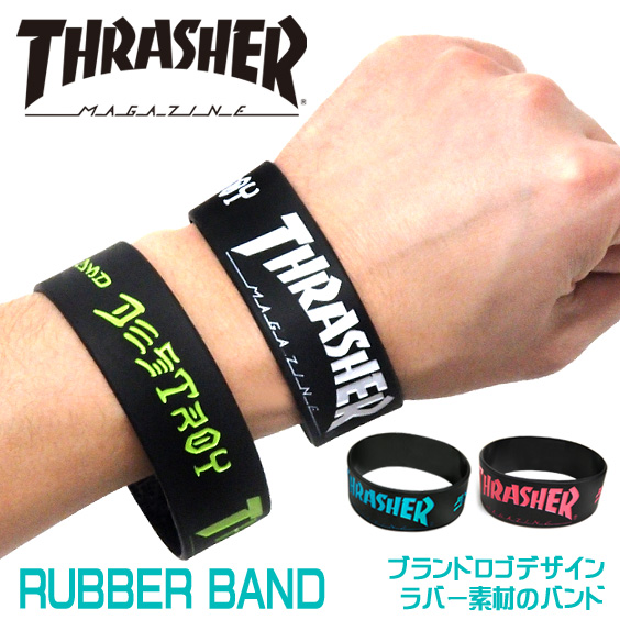 Thrasher ラバーバンド スラッシャー リストバンド ブランドロゴ ブレスレット Thrasher Thrrw100