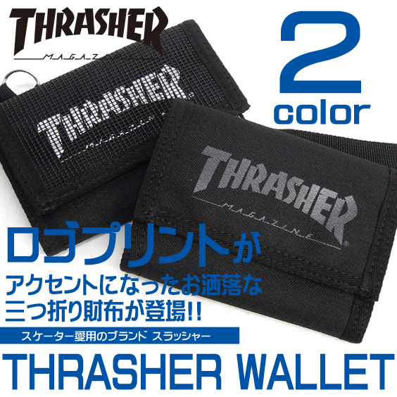 THRASHER MAGAZINE 財布 スラッシャー サイフ 三つ折り財布 ブランドロゴプリント THRASHER-THRSG111