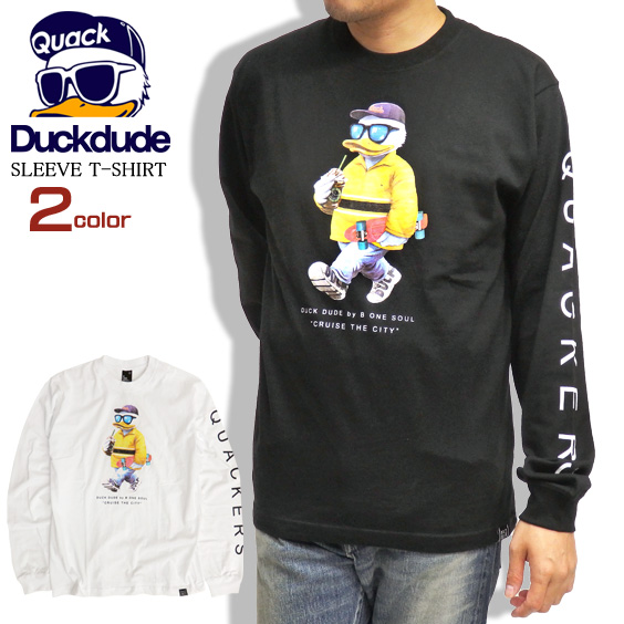 DUCK DUDE Tシャツ アヒルプリント 長袖Tシャツ メンズ ダックデュード 袖プリント ビーワンソウル TSL-100