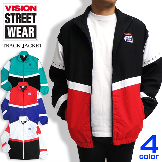 VISION トラックジャケット 切り替え ジャケット ビッグシルエット メンズ ナイロンジャケット VISION-040