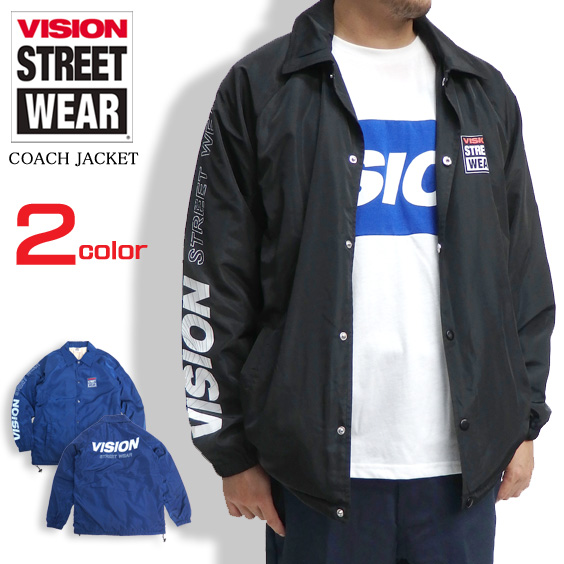 VISION ジャケット ボア仕様 コーチジャケット ロゴプリント ヴィジョン メンズジャケット 裏ボア VISION-057