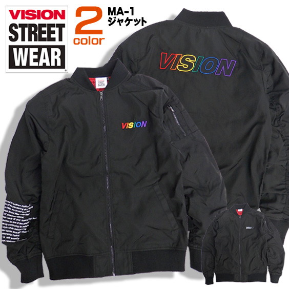 VISION ジャケット ロゴ刺繍 MA-1 ヴィジョン 3D刺繍 アウター ビジョンストリートウェア VISION-132