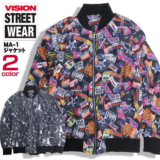 VISION ジャケット 総柄 MA-1 ヴィジョン アウター ロゴ刺繍 ミリタリージャケット ビジョン VISION-135
