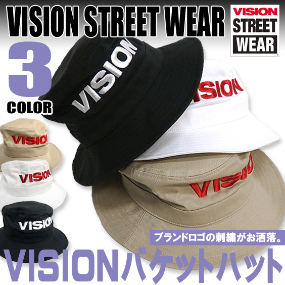 VISION STREET WEAR ヴィジョンストリートウェア 帽子 メンズ VISIONのロゴ刺繍入りバケットハット。VISION-307
