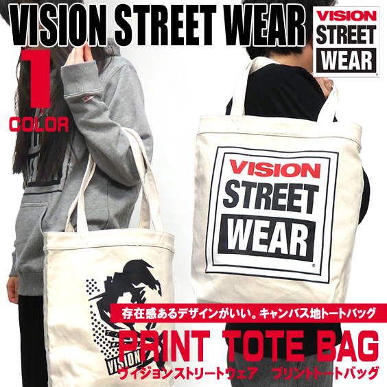 VISION STREET WEAR トートバッグ ヴィジョンストリートウェア 手提げバッグ ロゴプリント VISION-320
