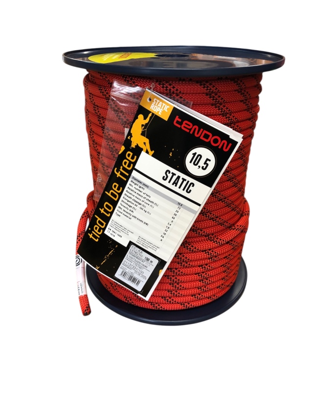 セミスタティックロープ 10.5mm100 m テンドン レッドEN1891