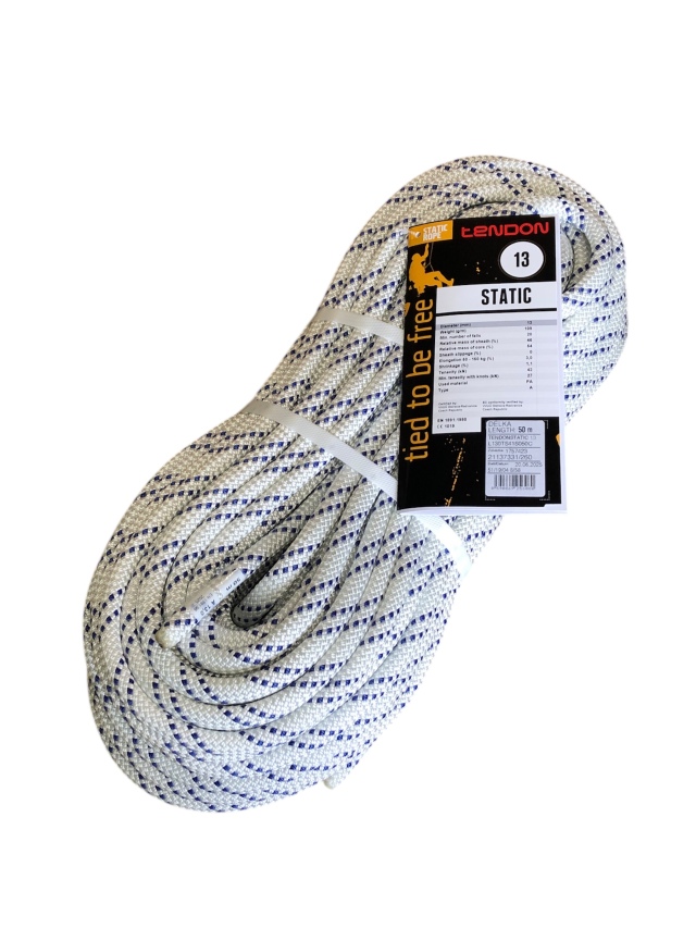 セミスタティックロープ 13mm50 m テンドン ホワイトEN1891