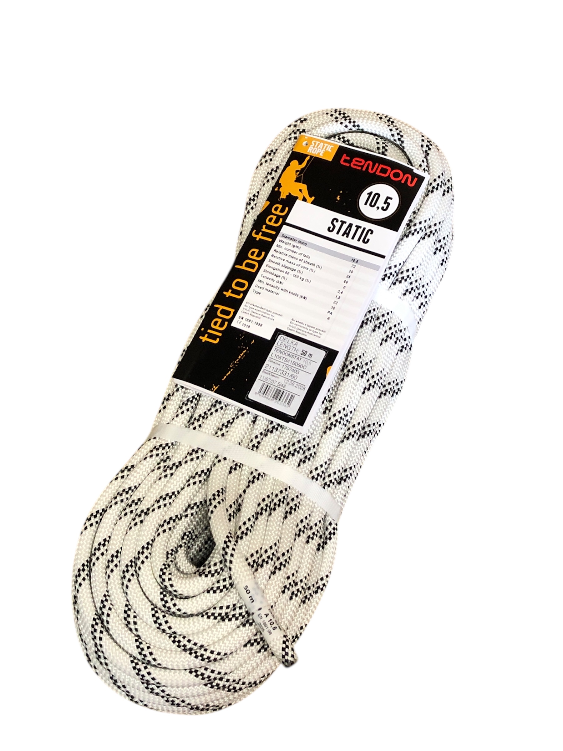 セミスタティックロープ 10.5mm50 m テンドン ホワイトEN1891