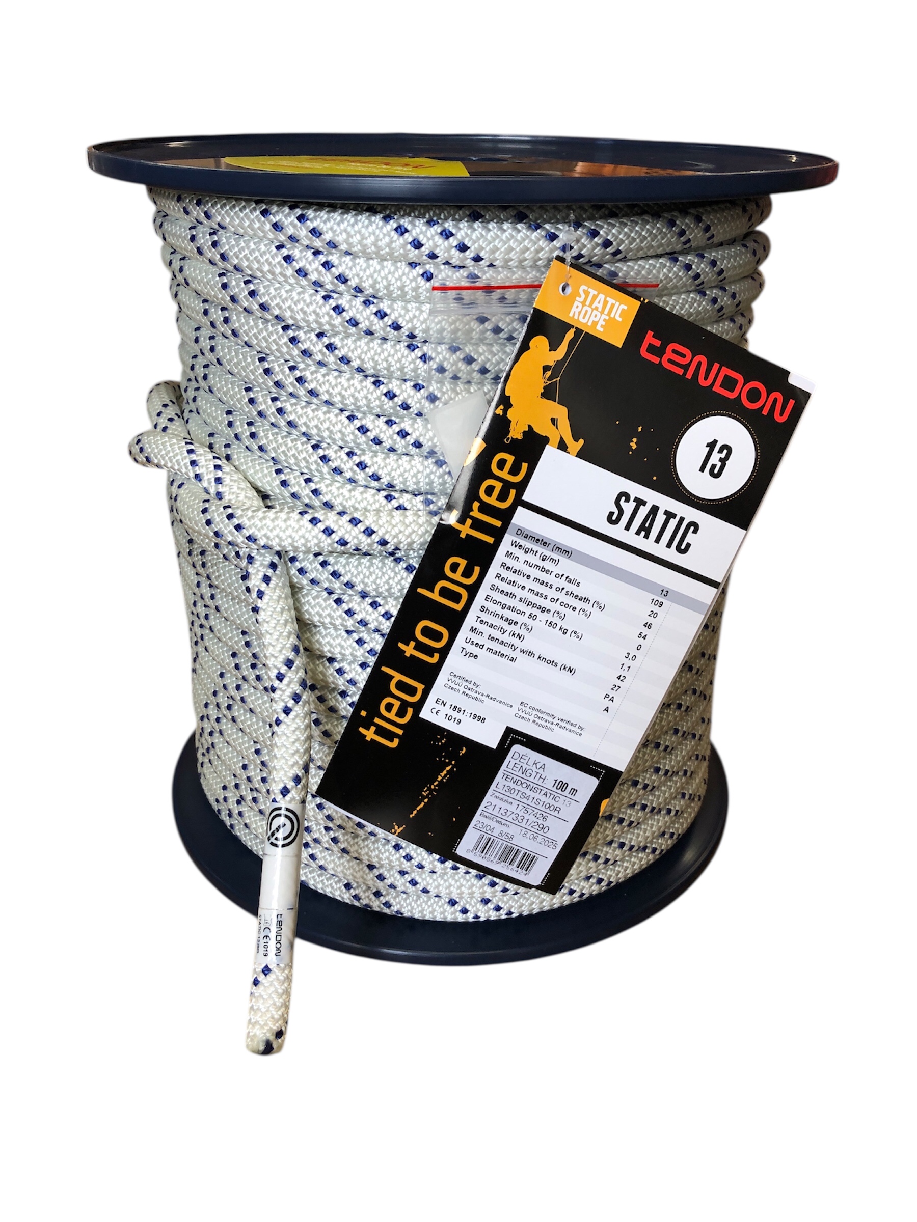 セミスタティックロープ 13mm100 m テンドン ホワイトEN1891