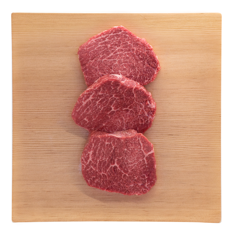 国産黒毛和牛種オリーブ牛赤身ステーキ肉（モモ、肩） - 黒毛