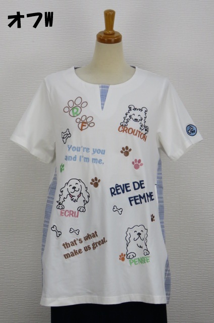 252-1009　ロング丈チェック切り替え半袖Ｔシャツ　（綿95％、ポリウレ5％）サイズ：Ｍ・Ｌ・ＸＬ