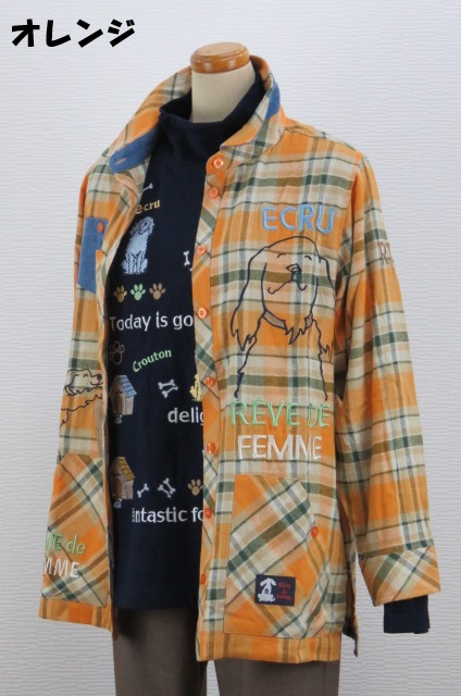 253-2001　長袖チェックブラウス（綿100％）サイズ：Ｍ・Ｌ・ＸＬ