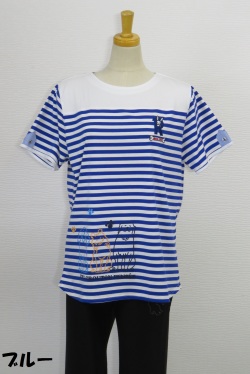 192-1012　ボーダー　半袖Ｔシャツ　（綿９５％、ポリウレ５％）　サイズ：Ｍ・Ｌ・ＸＬ