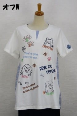 252-1009　ロング丈チェック切り替え半袖Ｔシャツ　（綿95％、ポリウレ5％）サイズ：Ｍ・Ｌ・ＸＬ