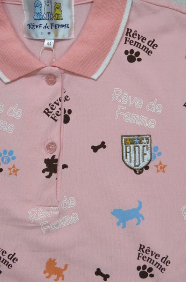 未使用タグ付☆ウノピュウ 総柄プリント半袖ポロシャツ メンズM ピンク