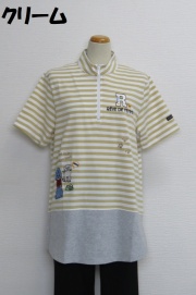 212-1004　ボーダー切り替えAラインTシャツ（綿９５％、ポリウレ５％）　サイズ：M・L・XL