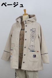 254-1008　フード付きフリースコート（ポリ80％、綿10％、アクリル10％）サイズ：Ｍ・Ｌ・ＸＬ