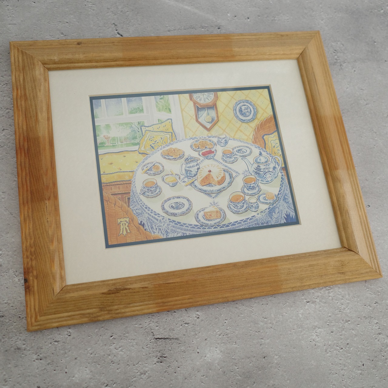 美品★リントンズ  額入り絵画 “Afternoon tea ” リントンズ】英国リントニアンのアフタヌーンティーを描いたアート