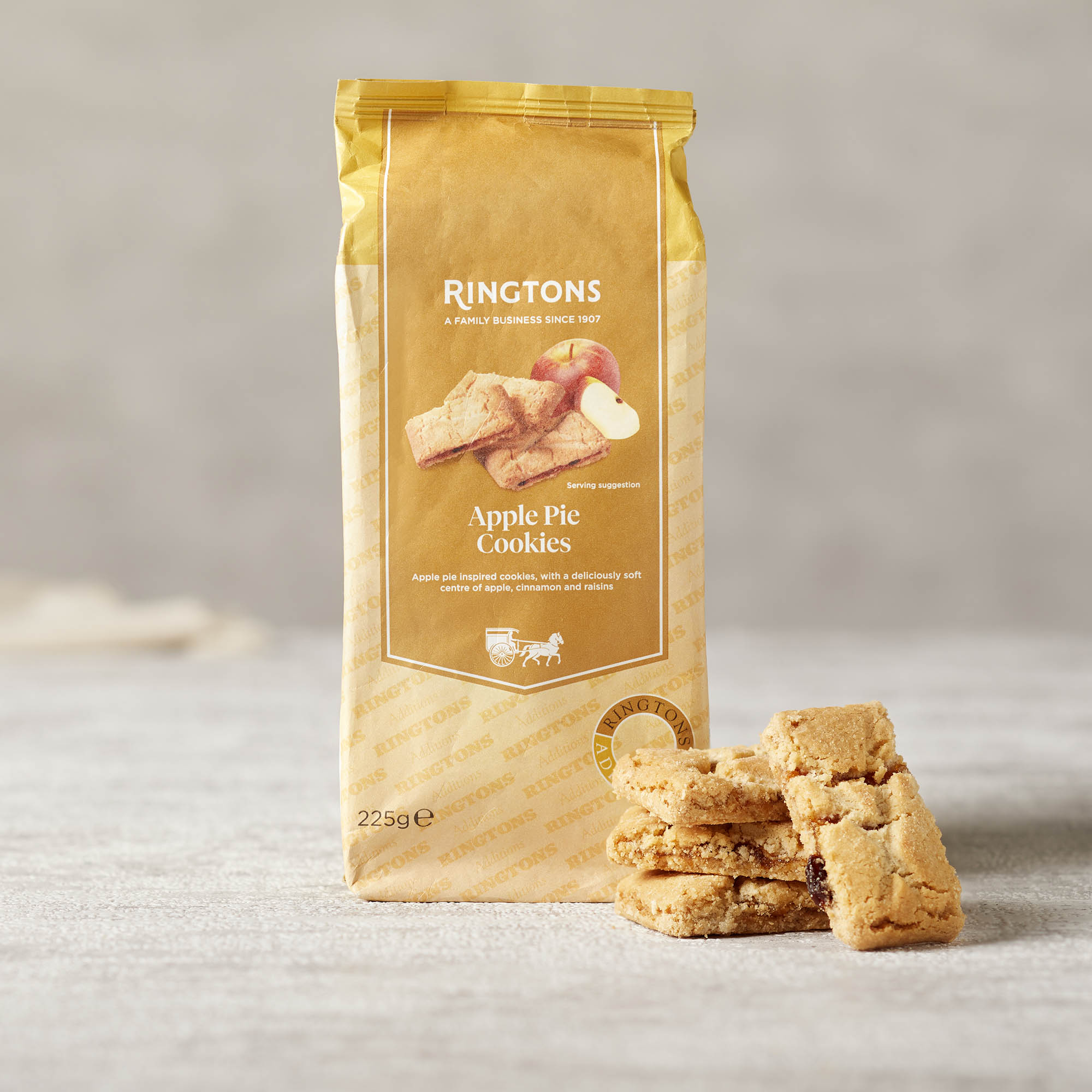 ■英国紅茶 Ringtons リントンズ【紅茶商が紅茶に合うレシピで作った アップルパイクッキー】225g