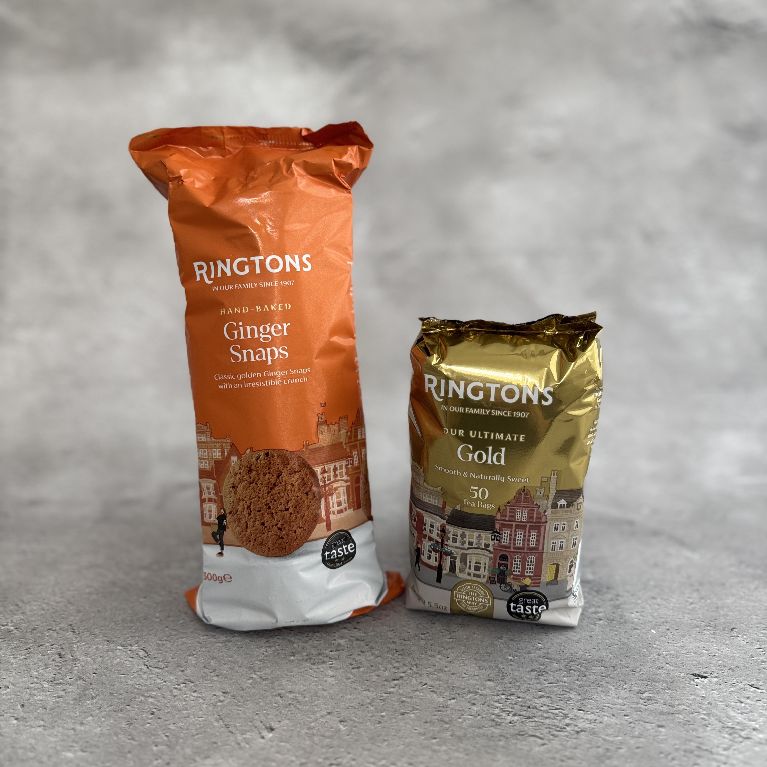 英国紅茶 Ringtons リントンズ 【ゴールド＆ジンジャースナップペアリングセット】