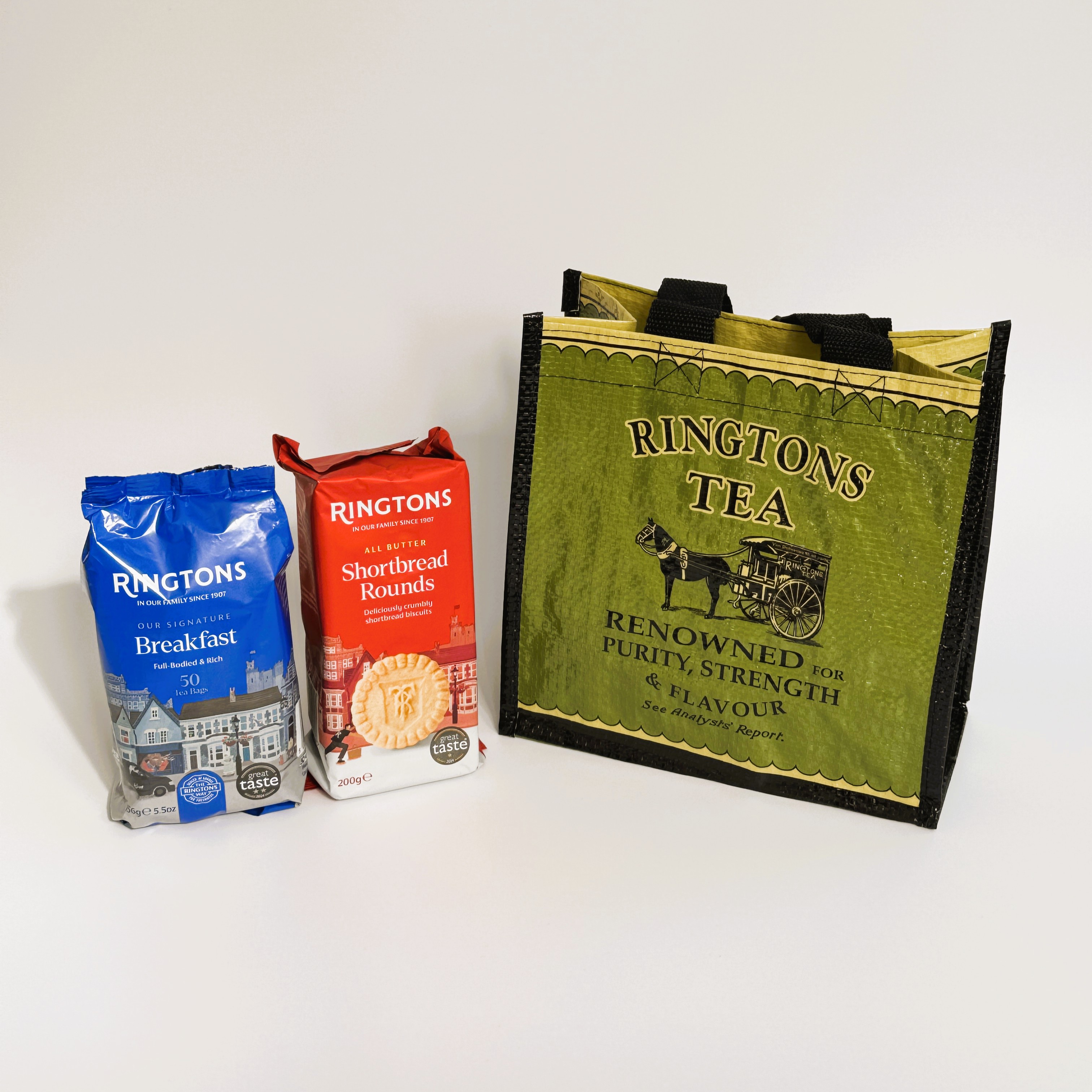 英国紅茶 Ringtons リントンズ 【ブレックファスト＆ショートブレッド＆バッグ付き 英国ティータイムセット】