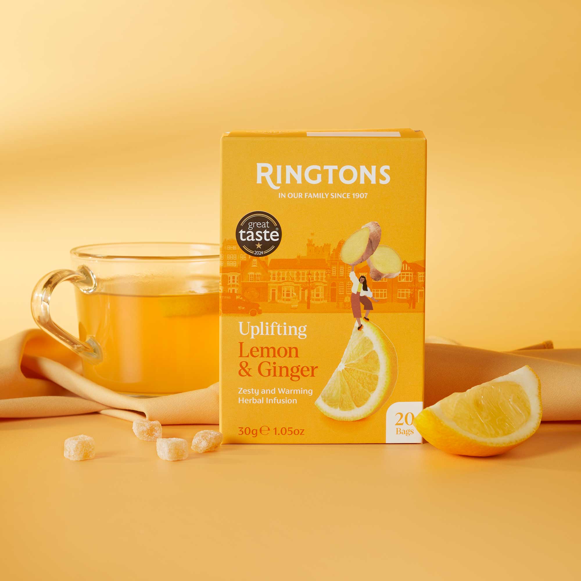 英国紅茶 Ringtons リントンズ【レモン＆ジンジャーティー】ティーバッグ20包