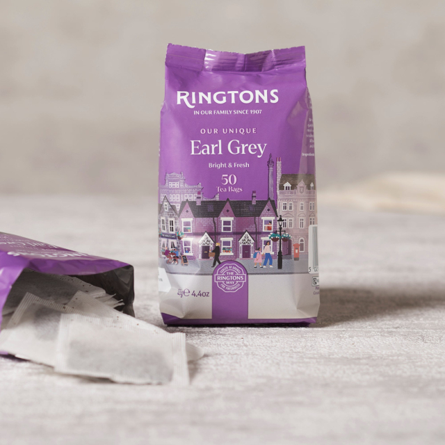 英国紅茶 Ringtons リントンズ【EARL GREY アールグレイ】50包50杯分(茶葉125g)