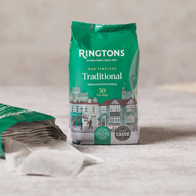 英国紅茶 Ringtons リントンズ【TRADITIONAL トラディショナル】50包100杯分(茶葉150g)