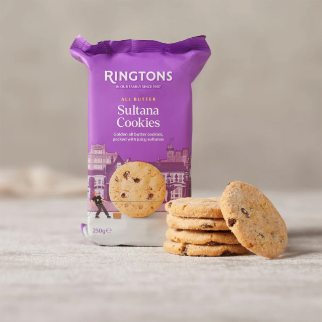 英国紅茶 Ringtons リントンズ【紅茶商が紅茶に合うレシピで作った サルタナクッキー】250g
