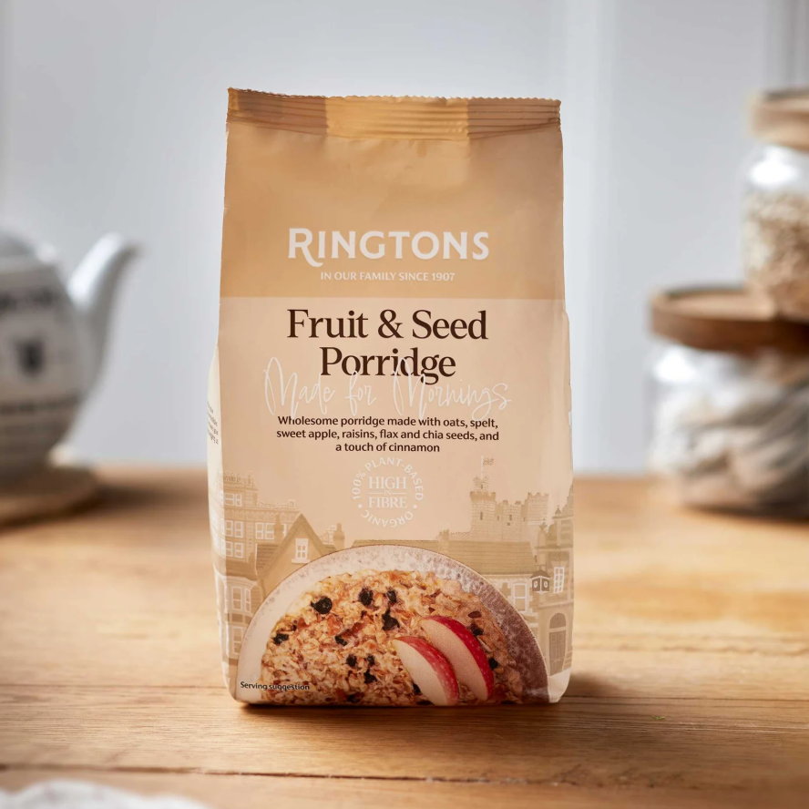 英国紅茶 Ringtons リントンズ【紅茶商が朝食のために作ったフルーツ＆シードのポリッジ  】300g