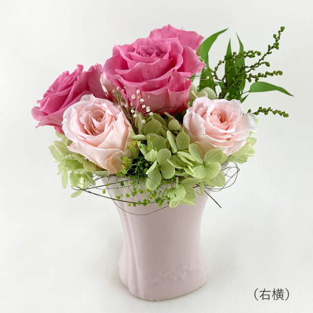 お供え用プリザーブドフラワー　ピンク系ローズ　右横
